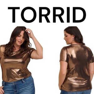 TORRID Liquid Shine Copper Crew Neck Short Sleeve Top US Sz 6X